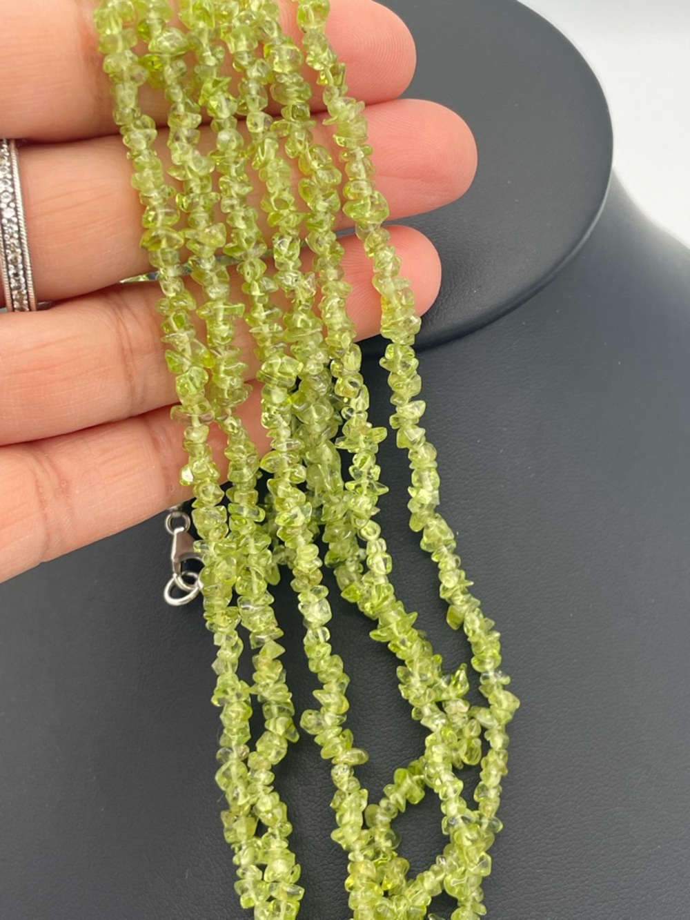 Natural Peridot Multi Strand Chip Necklace Sterling Silver 925 Clasp 216 ct |43g - Picture 4 of 7